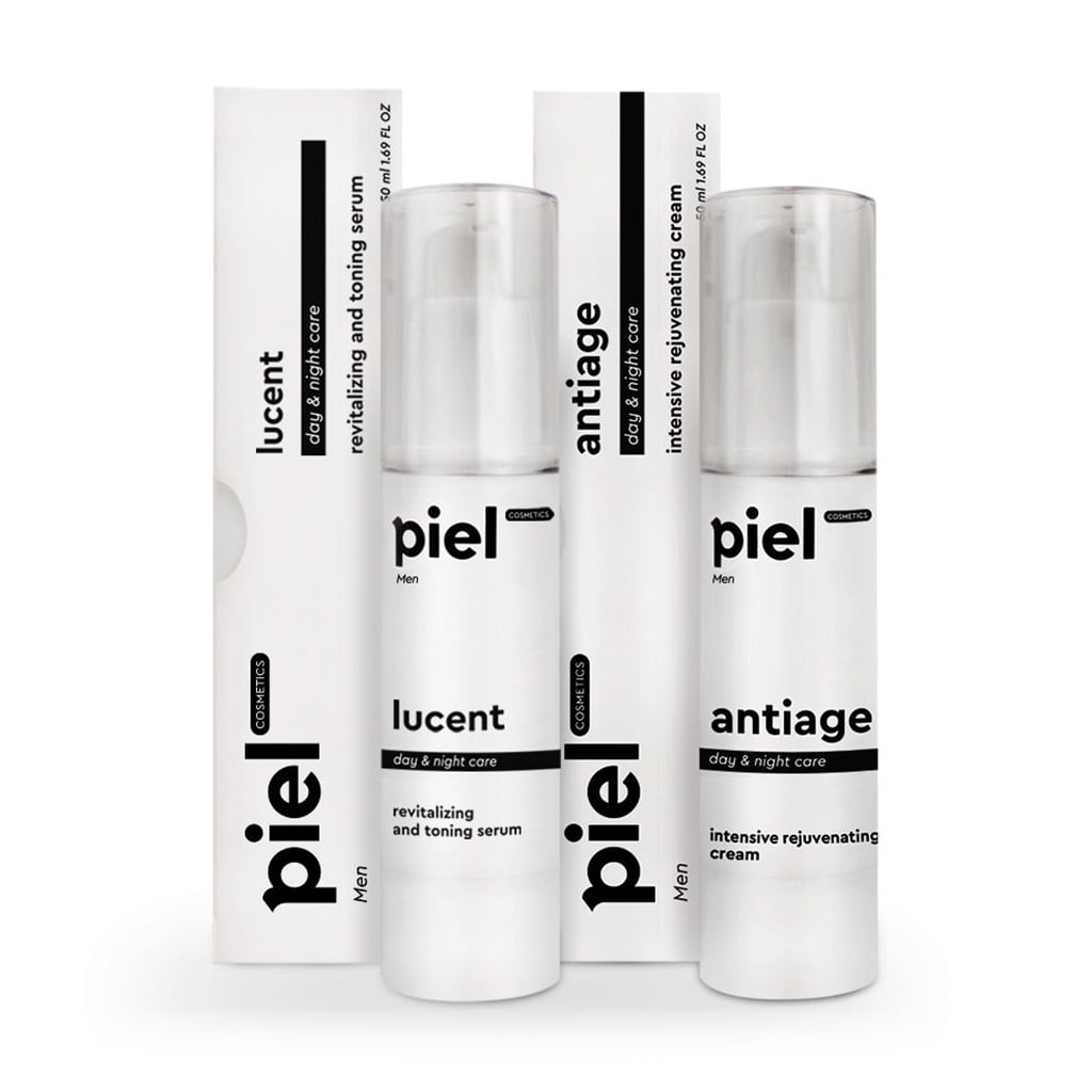 Чоловічий антивіковий комплекс для обличчя Piel Cosmetics для догляду за тьмяною шкірою (сироватка, 50 мл + крем, 50 мл)